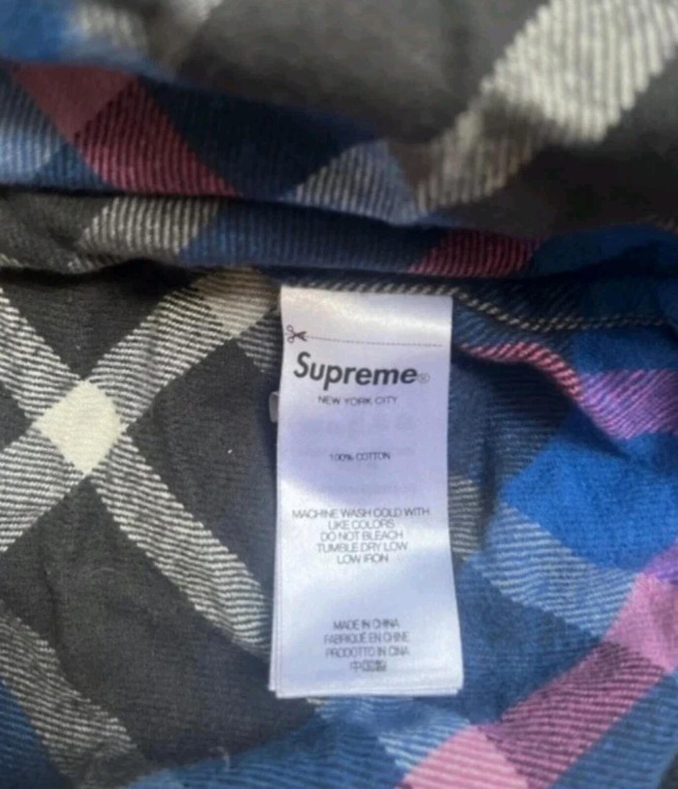FW23 Supreme Plaid Flannel Shirt Blue Size M
