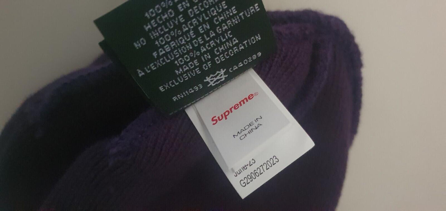 FW23 Supreme New Era box logo beanie Dark Purple New With Tag