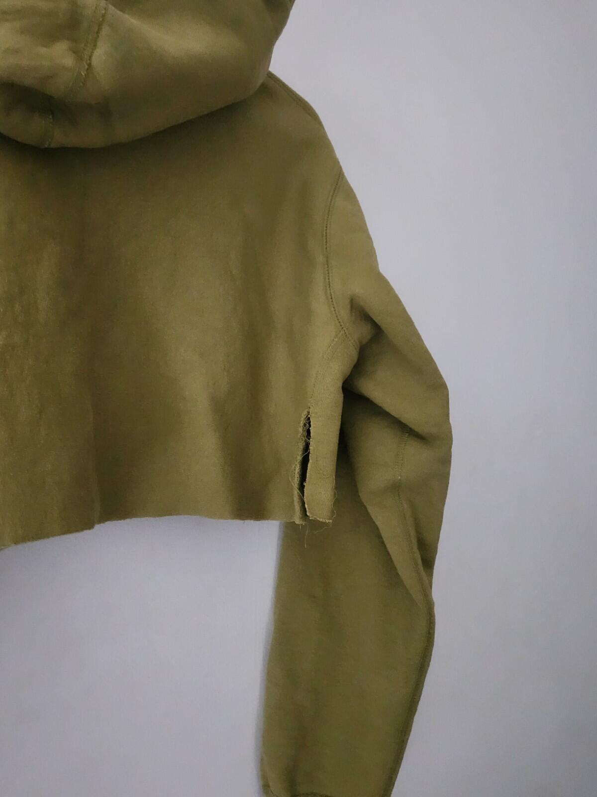 FW17 Supreme Reflective Excellence Hooded Sweatshirt Olive Size M CROPPED