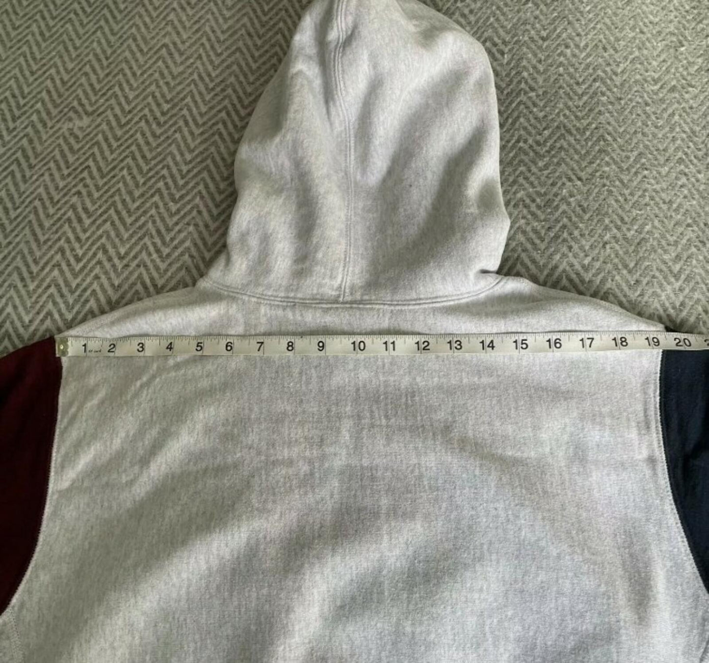 FW16 Supreme Color Blocked Arc Logo Kapuzenpullover Grau Größe XL