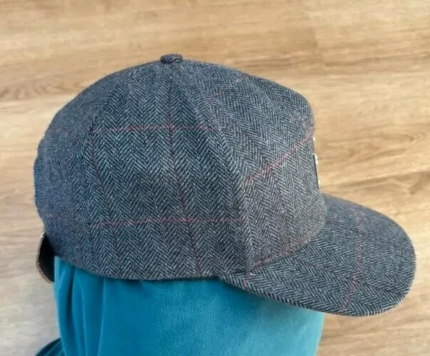 FW11 Supreme Wool Windowpane Metal Plate 5-panel cap Grey Starter hat Vintage