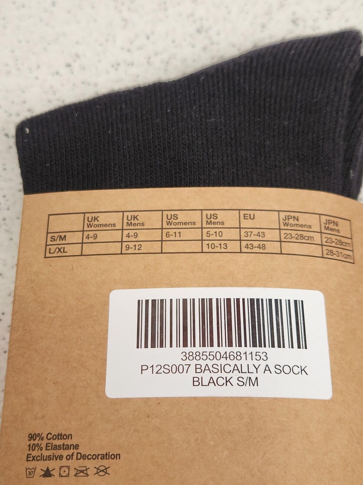 SS24 Palace Básicamente un calcetín Calcetines negros talla S/M pequeña / mediana Nuevo
