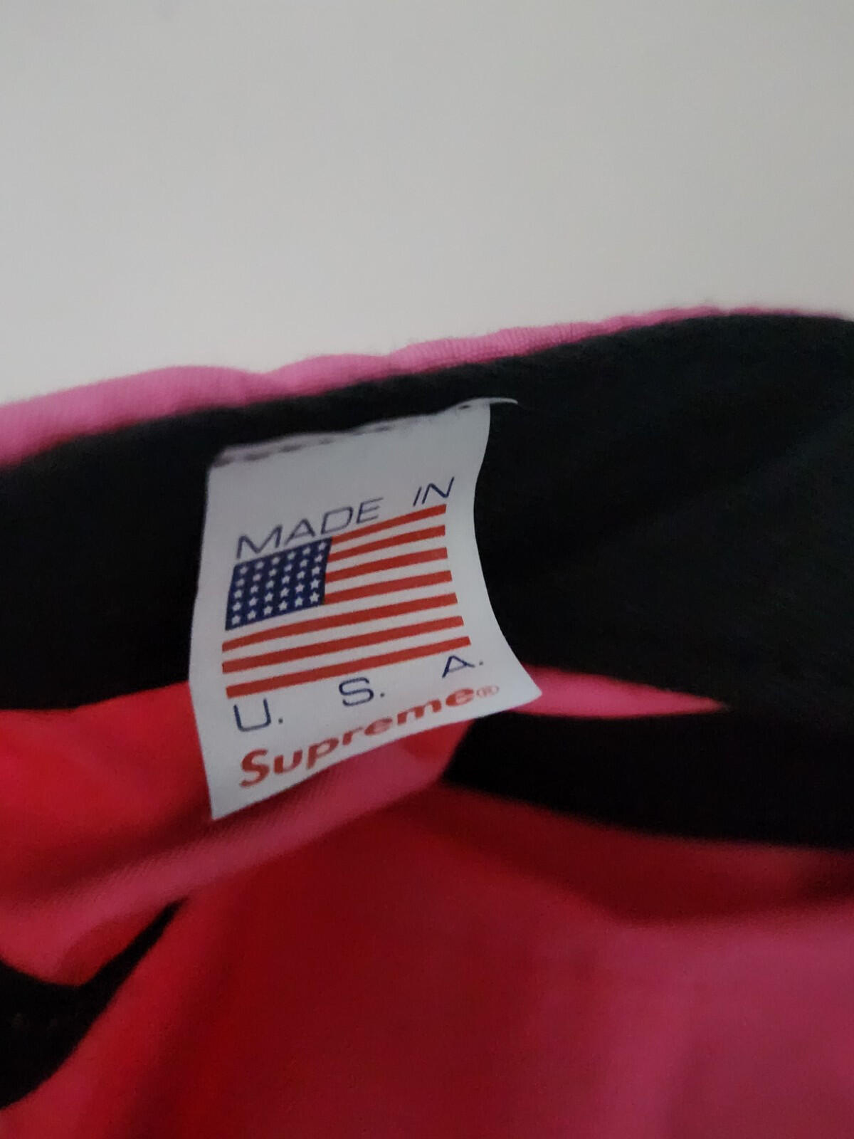 FW16 Supreme Top Panel Stripe Camp Cap Magenta