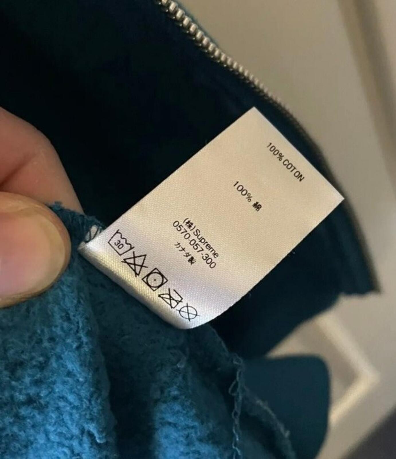 SS18 Supreme Repeat Zip Up Hooded Sweatshirt Dark Aqua Size L