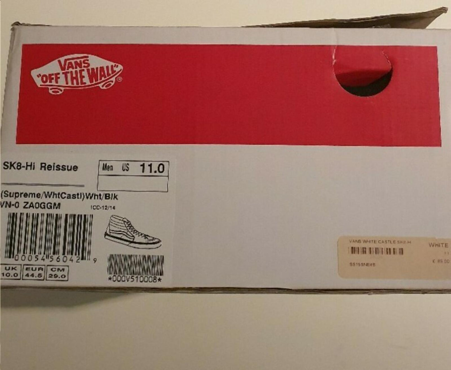 SS15 Supreme x White Castle x Vans Sk8-Hi Reissue Turnschuhe US 11 UK 10 EU 44.5