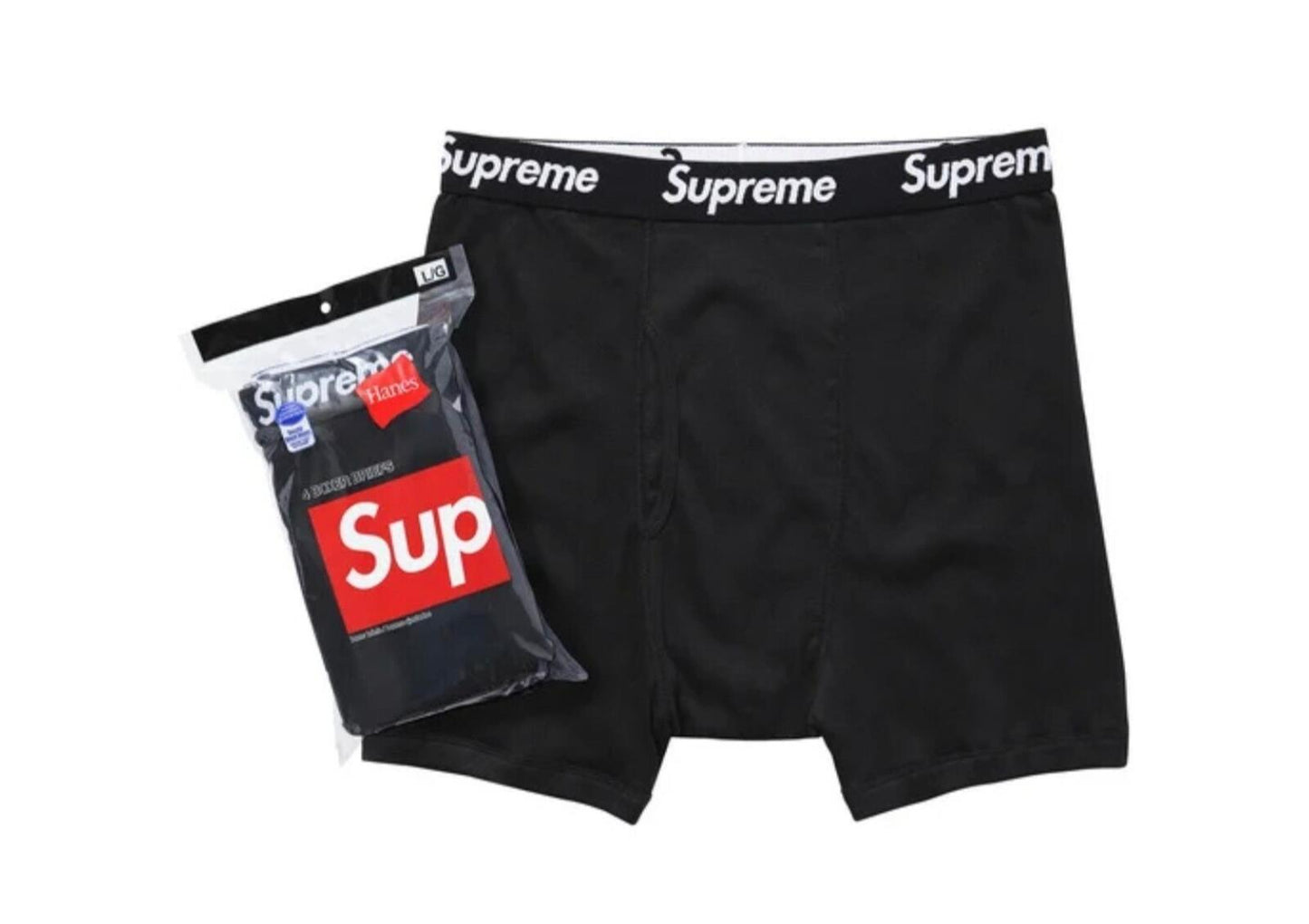 FW25 Supreme Hanes black boxer briefs ( 4 pack ) L large New Underwear