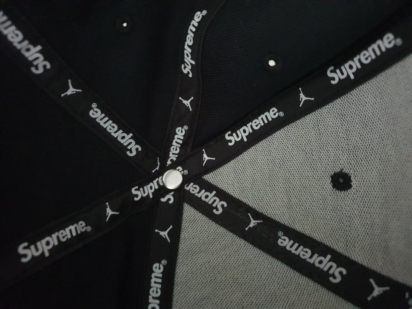 FW15 Supreme x Jordan black 6-Panel cap Jumpman hat Rare