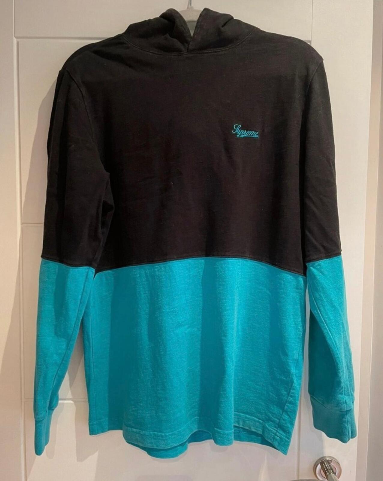 Sudadera con capucha bicolor Supreme FW16 (negro/azul, talla M)