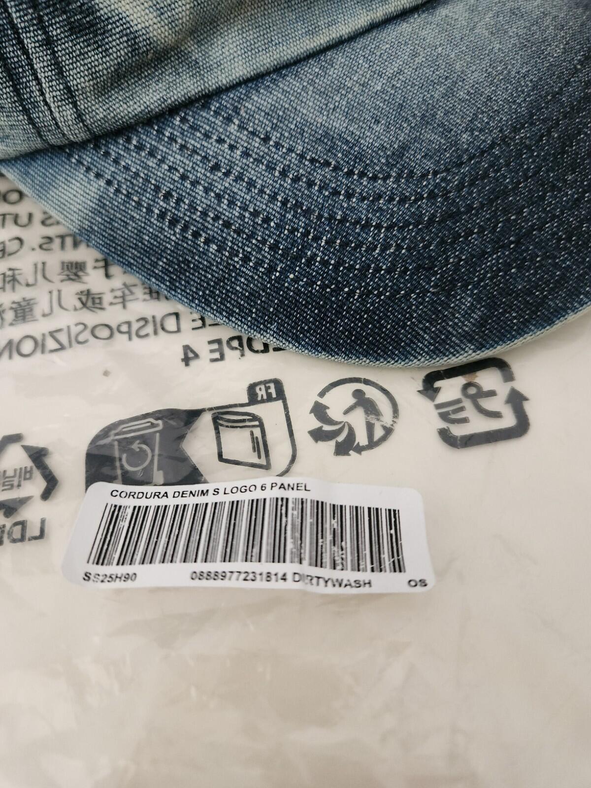 SS24 Supreme Cordura Denim S Logo 6-Panel Cap Bleached Indigo