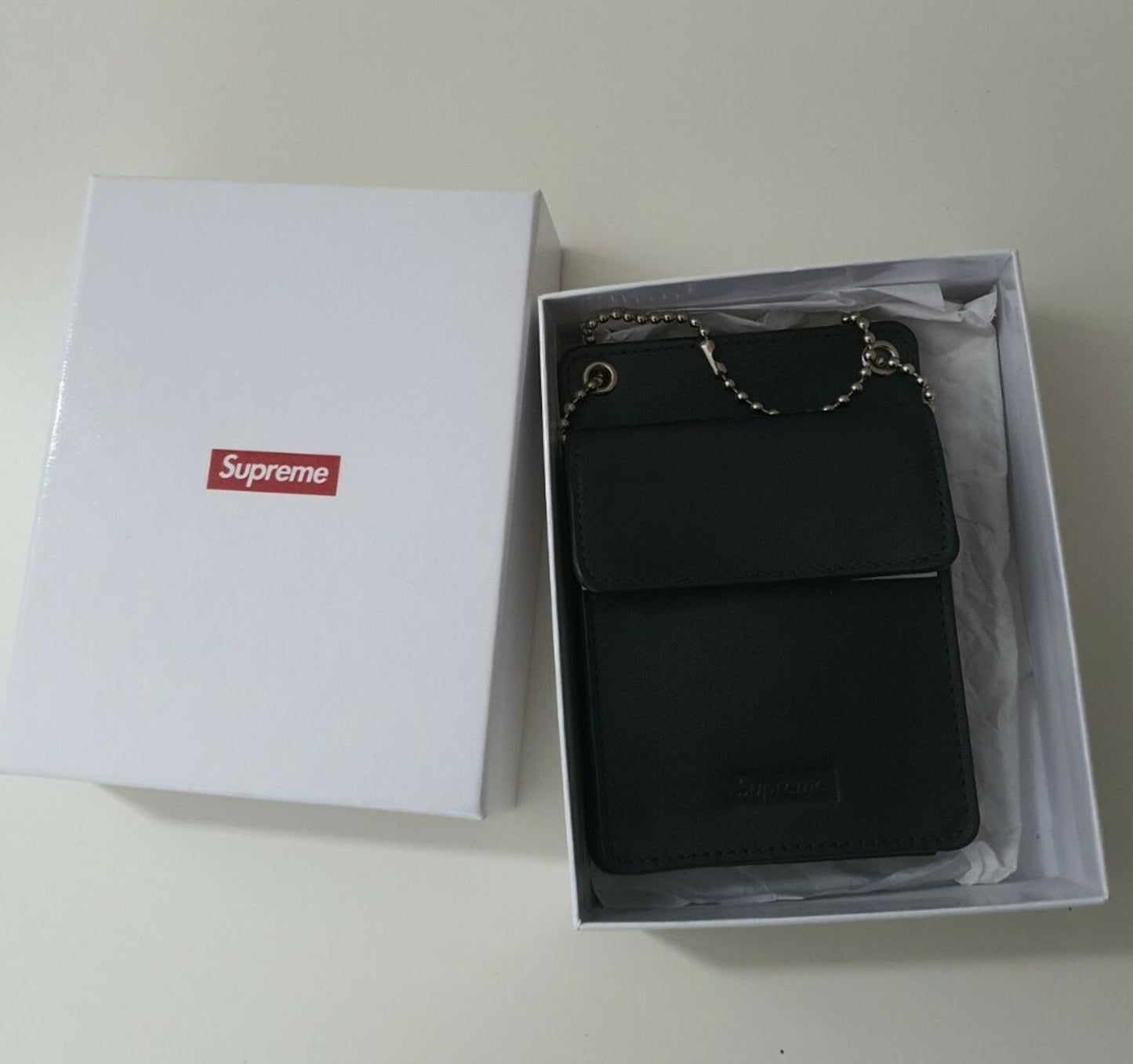 FW18 Supreme leather black ID holder small box logo wallet New Accessory