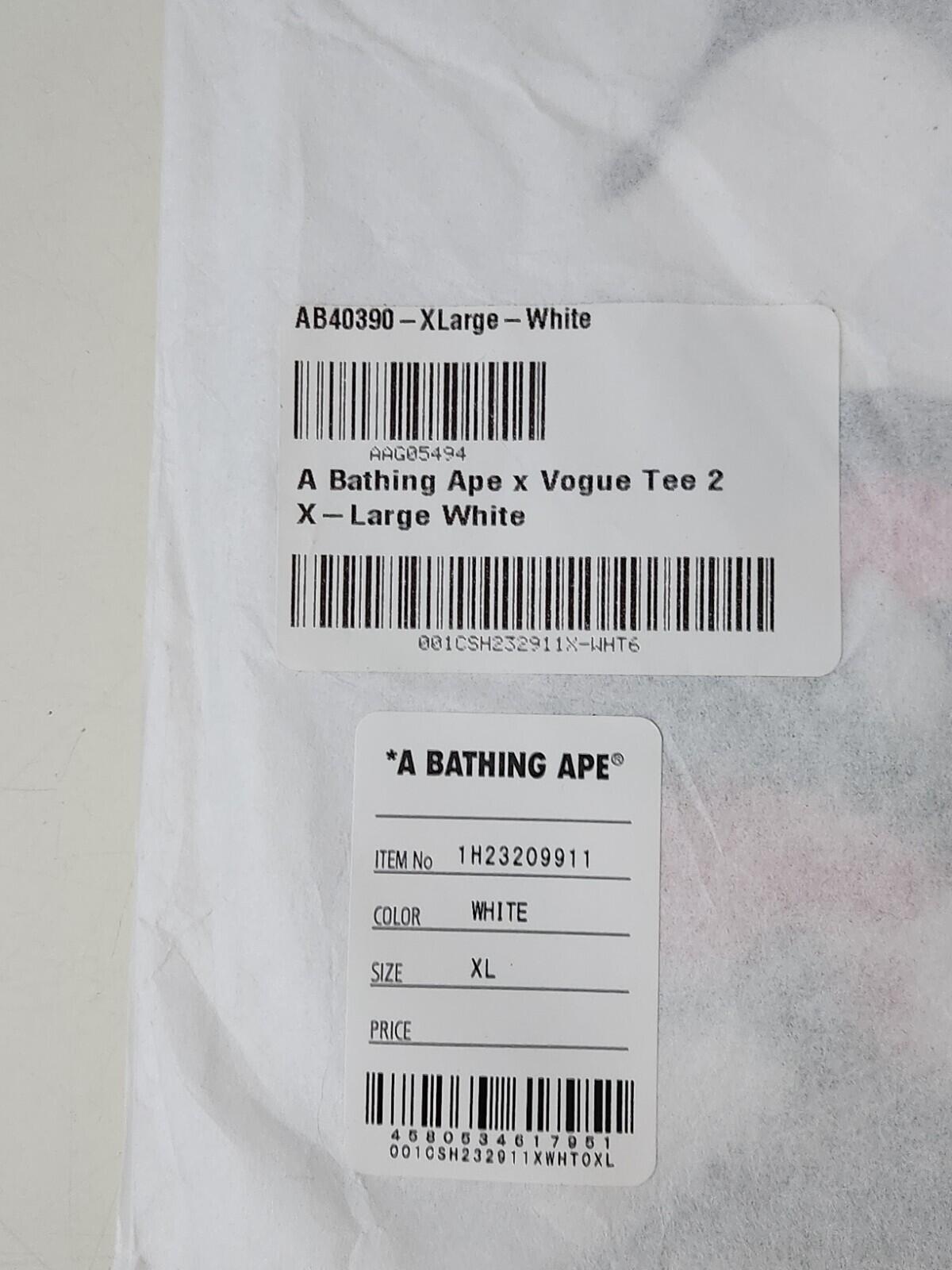 A Bathing Ape x Vogue 2 Ape Head Tee SS22 T-shirt size XL
