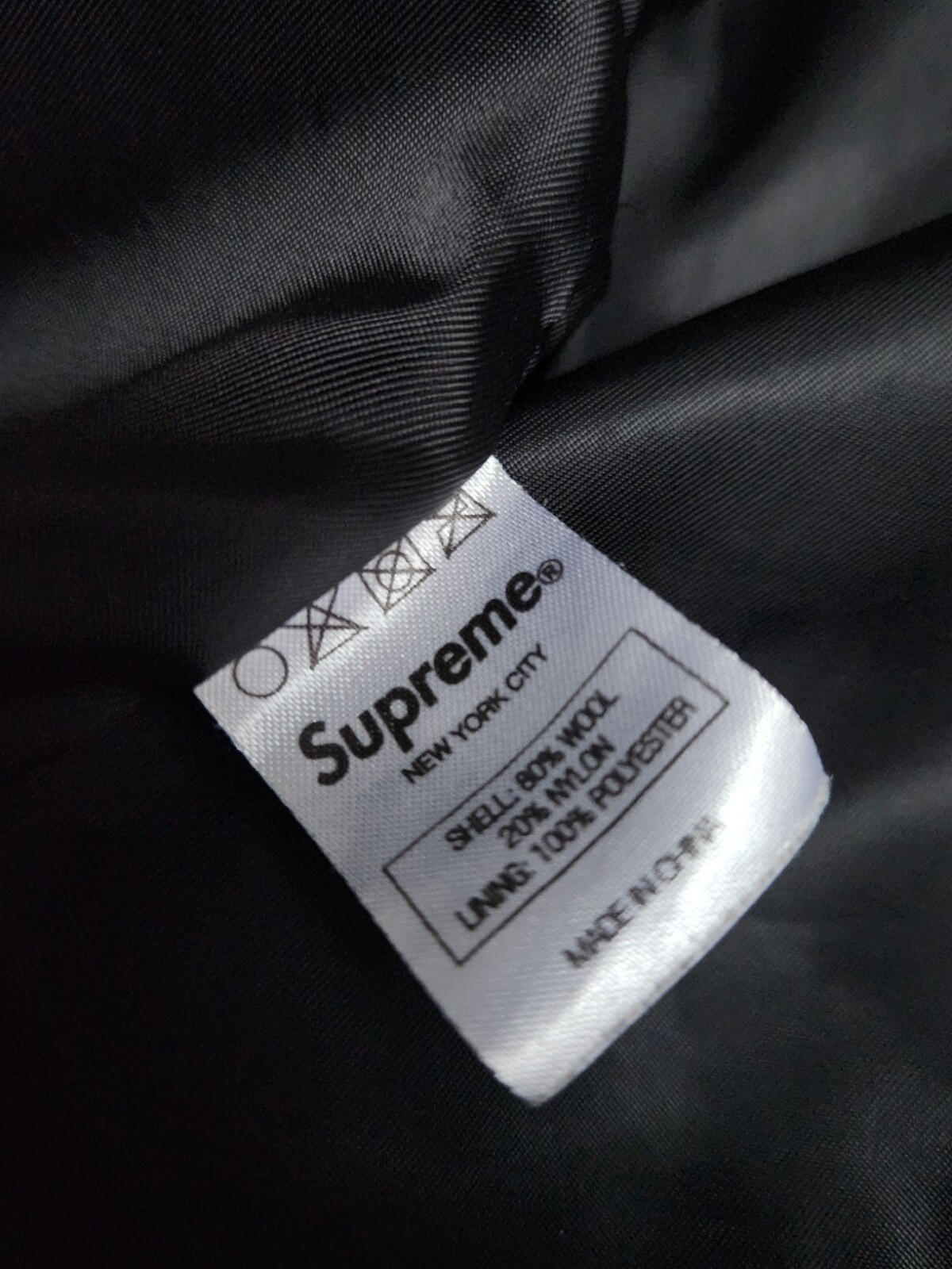 SS11 Supreme x Playboy Wool Varsity Jacket size S Small Satin Black Vintage 2011