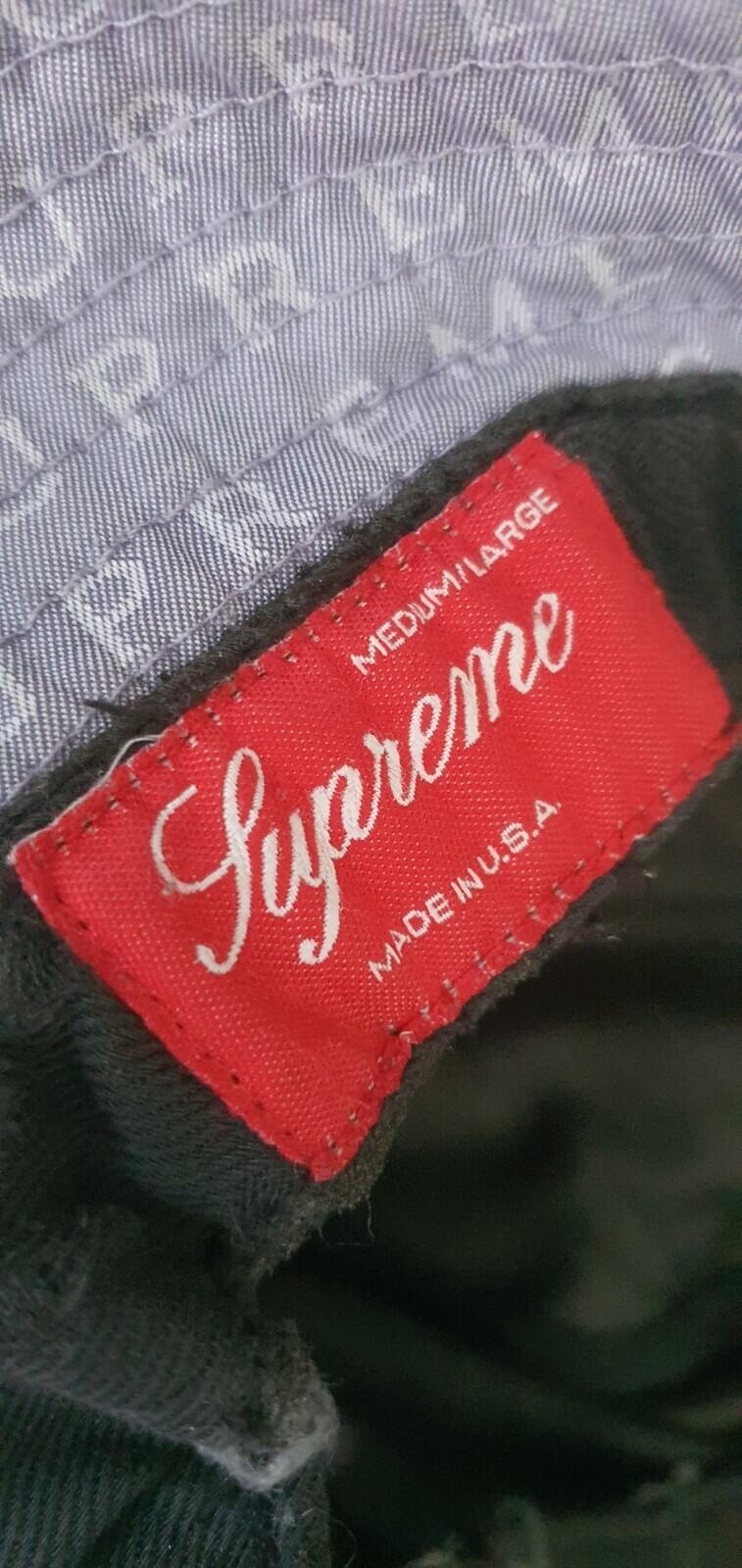 SS16 Supreme Jacquard Logos Twill crusher M/L Blue bucket hat