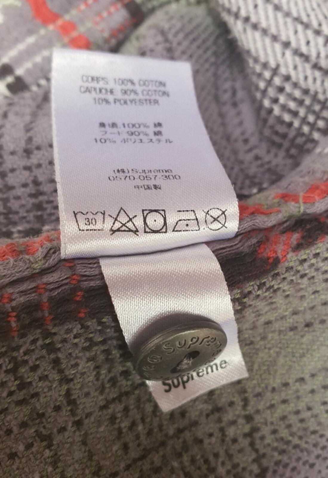 FW18 Supreme Hooded Jacquard Flannel Shirt Navy Size M