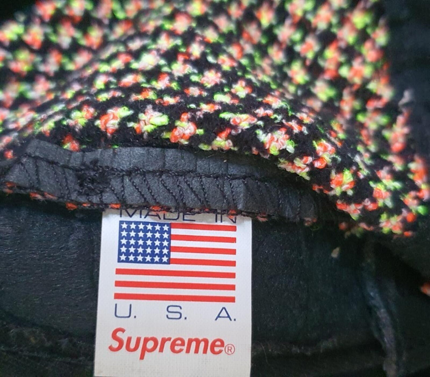 FW17 Supreme BOUCLÉ HOUNDSTOOTH CAMP CAP hat box logo Neon