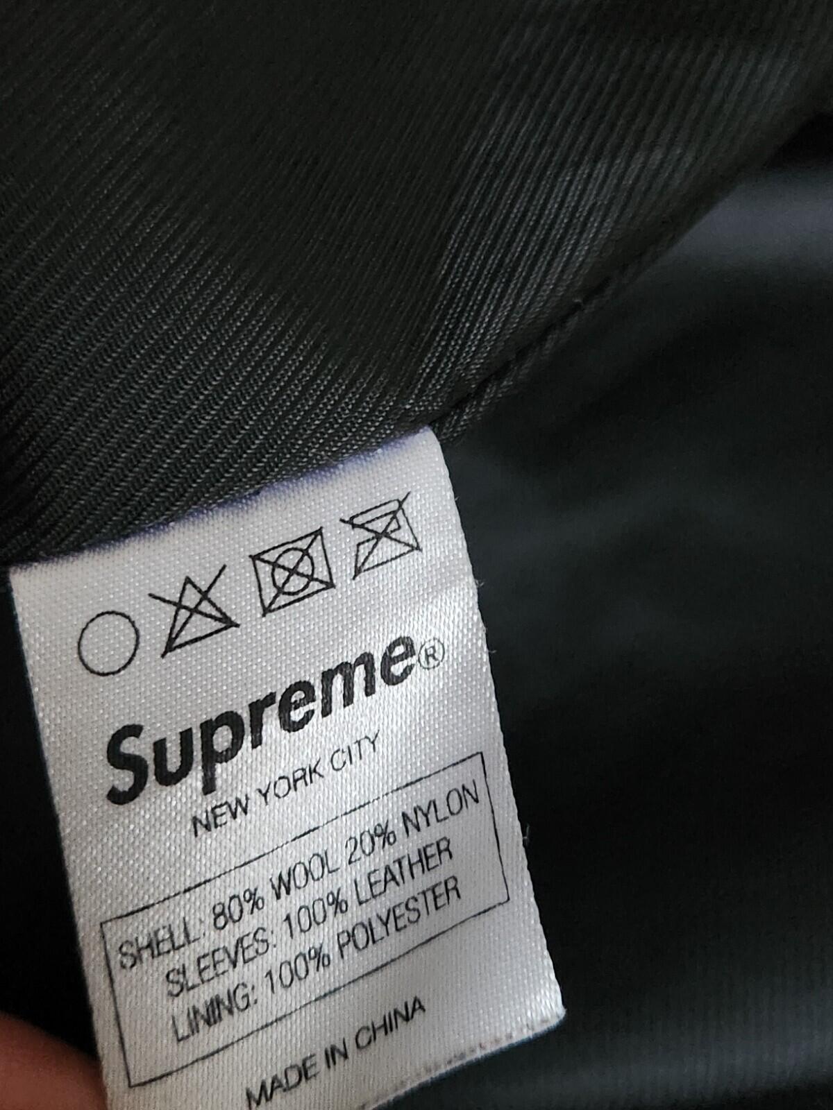 FW11 Supreme Miners Jacket Wool Leather Sleeves Black Large Vintage 2011 Varsity