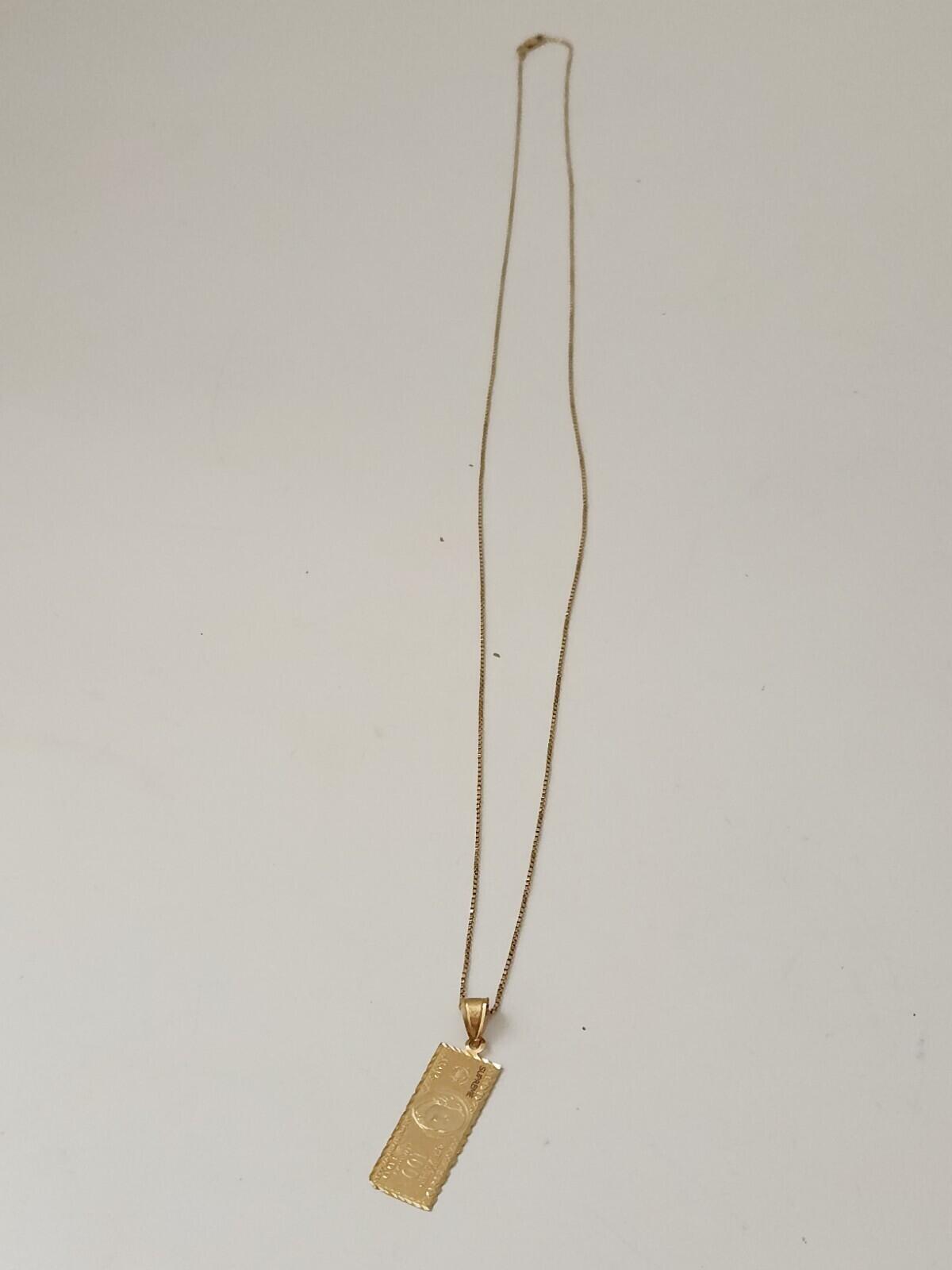 FW17 Supreme 100 Dollar Bill Gold Pendant + chain 14K Yellow Necklace