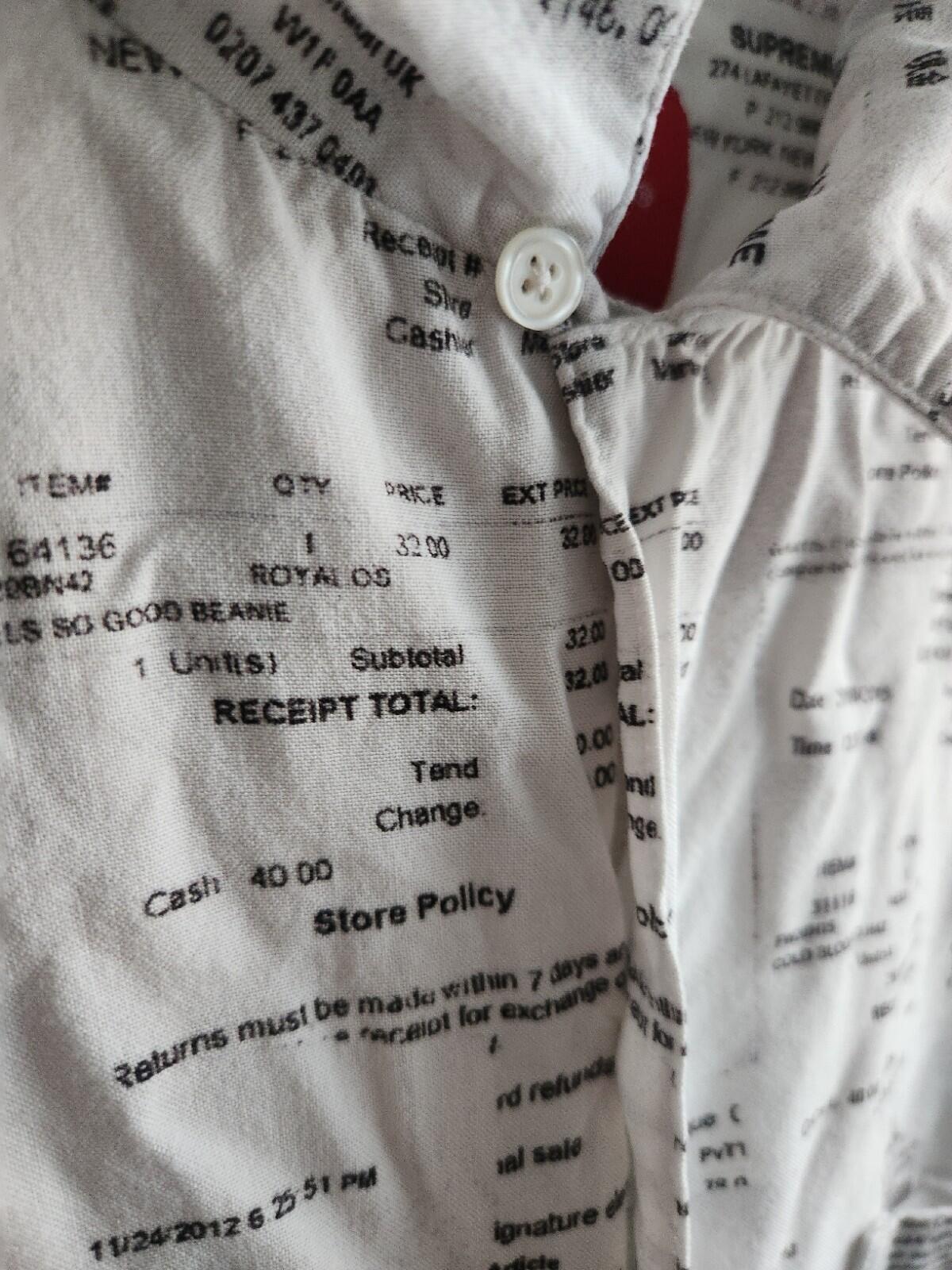 FW20 Supreme Receipts Rayon S/S Shirt Size M medium white short sleeved