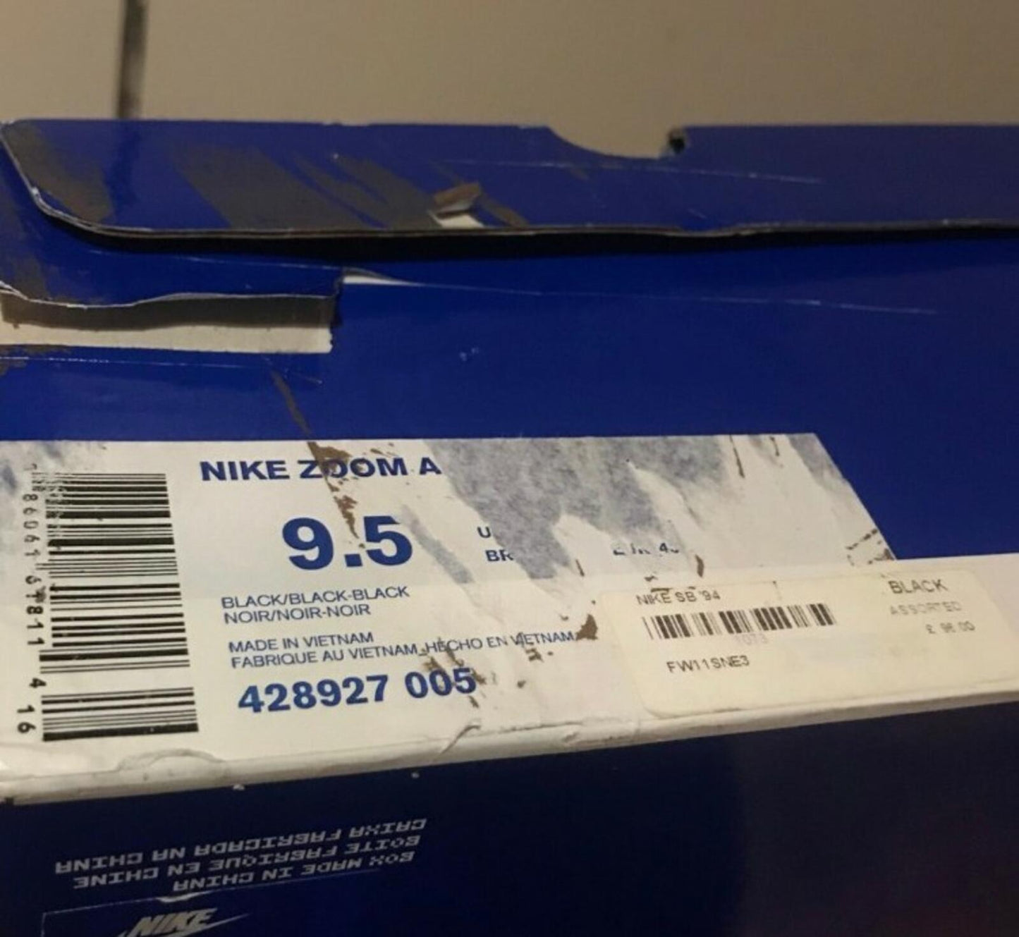 FW11 Supreme Nike Zoom Air 94 Hi black US 9.5 UK 8.5 EUR 43 trainers lot Rare