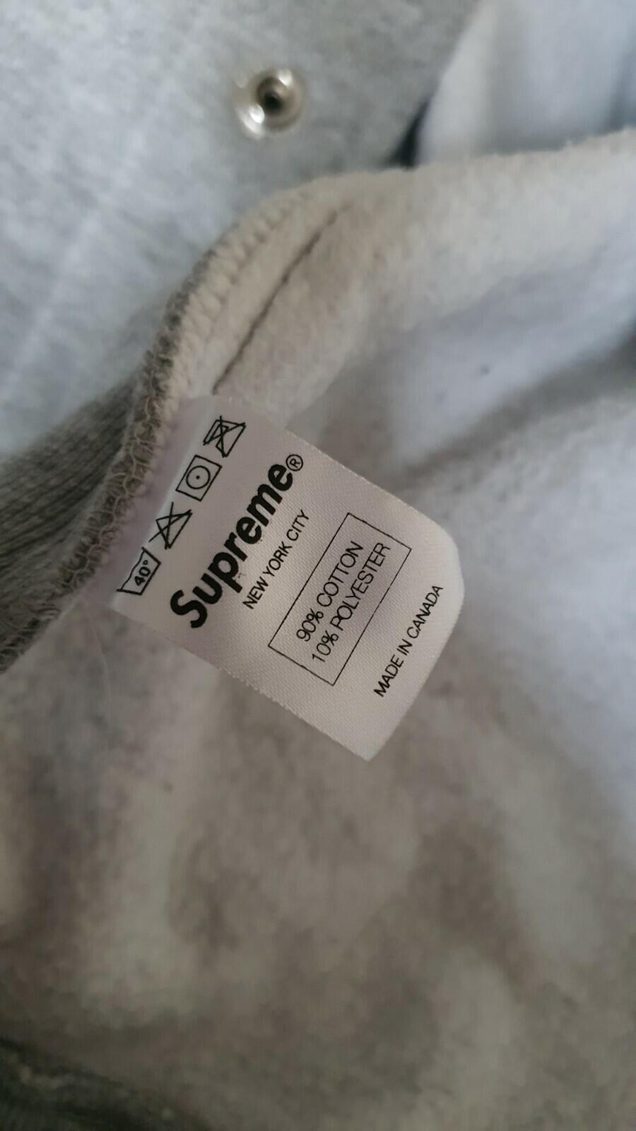 FW12 Supreme Snap Front Varsity Jacket Grey Size M
