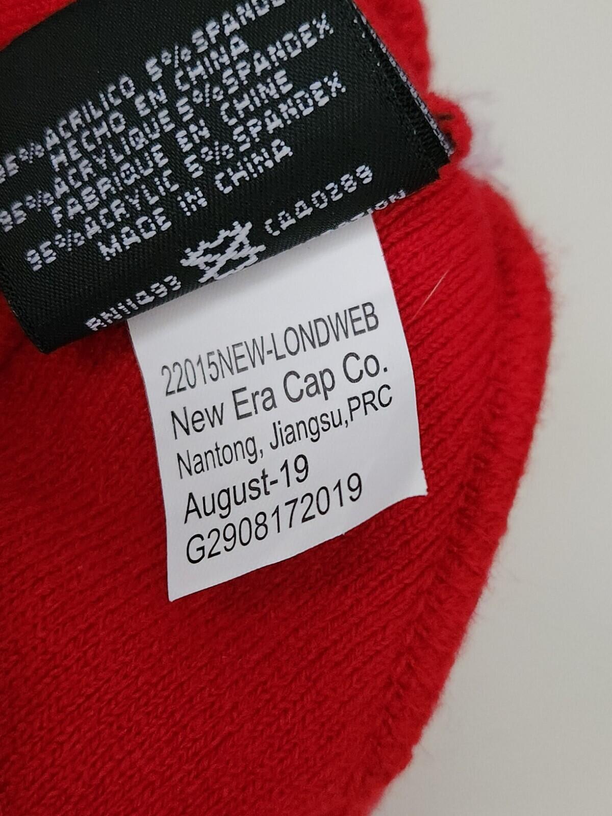 FW19 Supreme x New Era Script Cuff beanie Red Small Box Logo