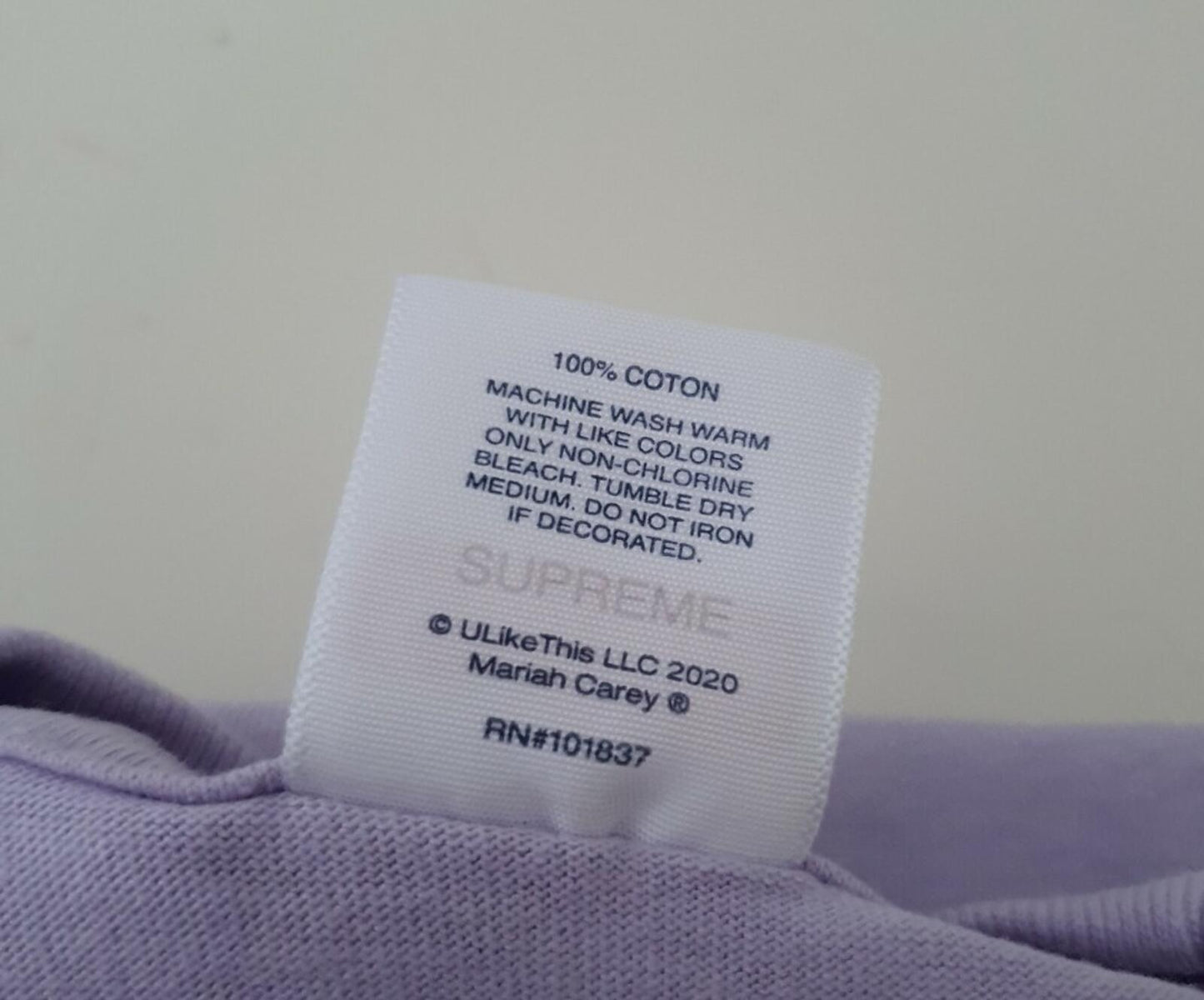 FW20 Supreme Mariah Carey Tee Light Purple Size M
