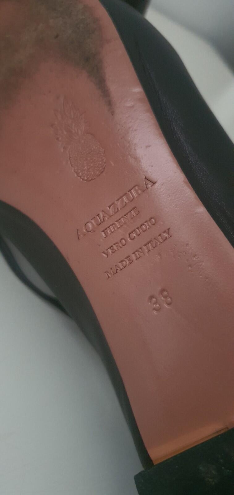 £415 AQUAZZURA Black Leather Christy Flat Pointed Toe Sandals Ballet EU 38 UK 5