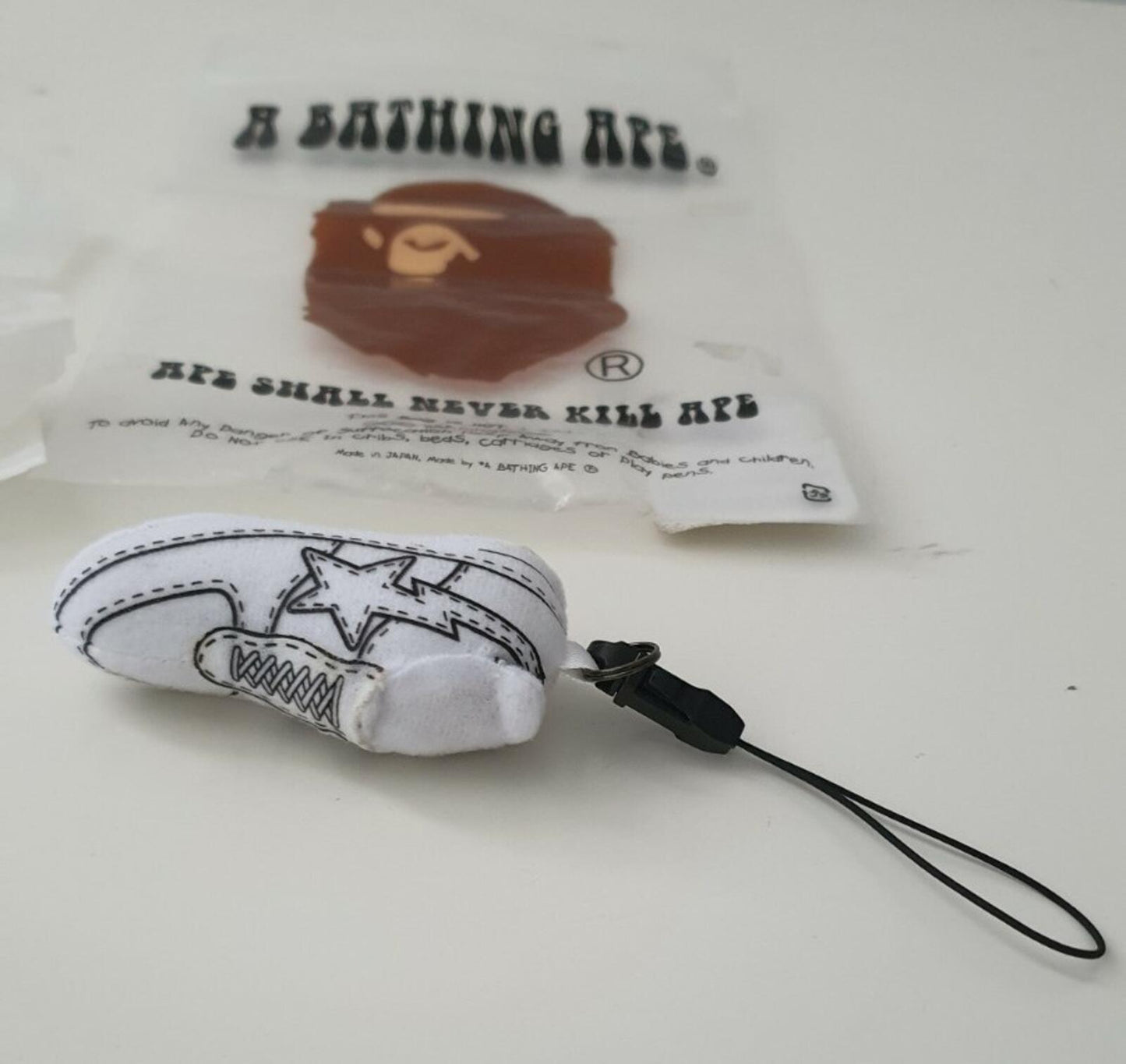A BATHING APE Bapesta white keychain Bape keyring Very Rare Accessory