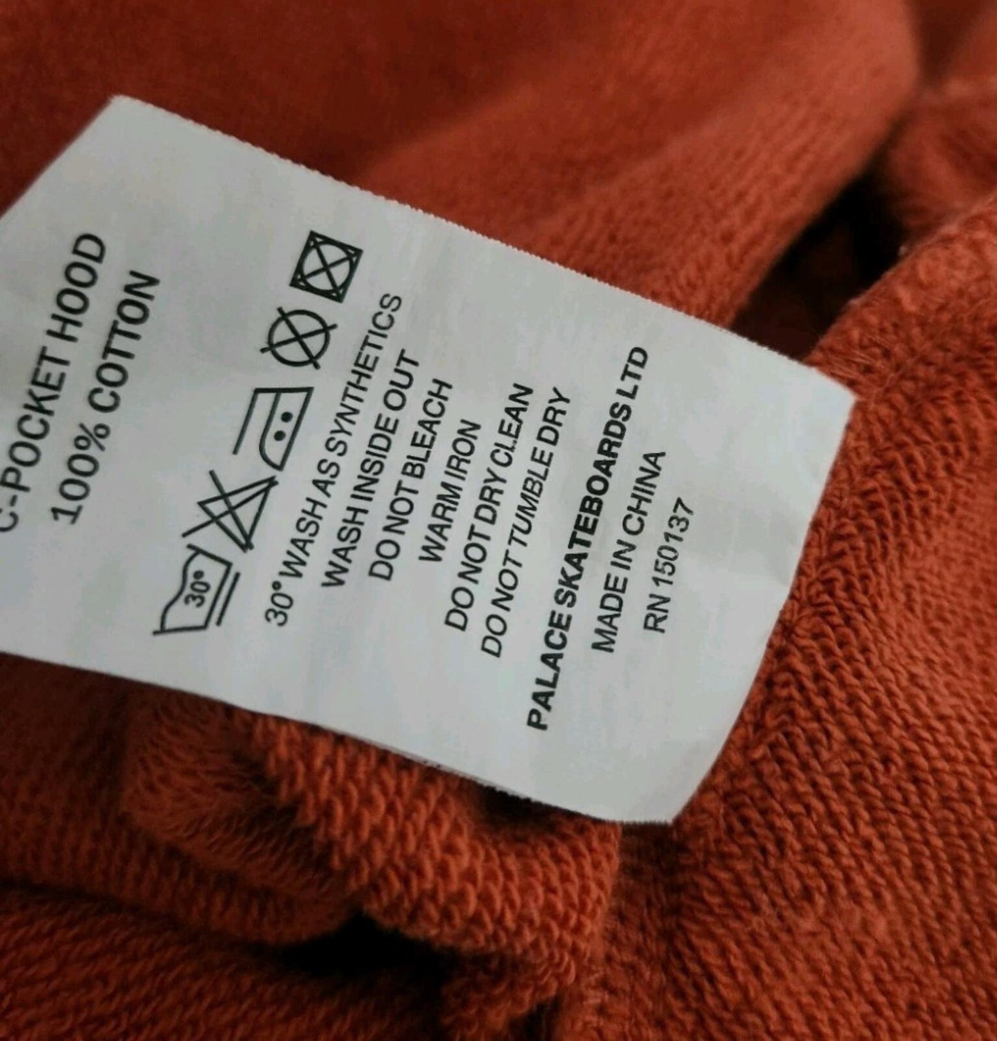 SS21 Palace C-Pocket Hoodie L Large Orange Hooded Sweatshirt Utility Skateboards