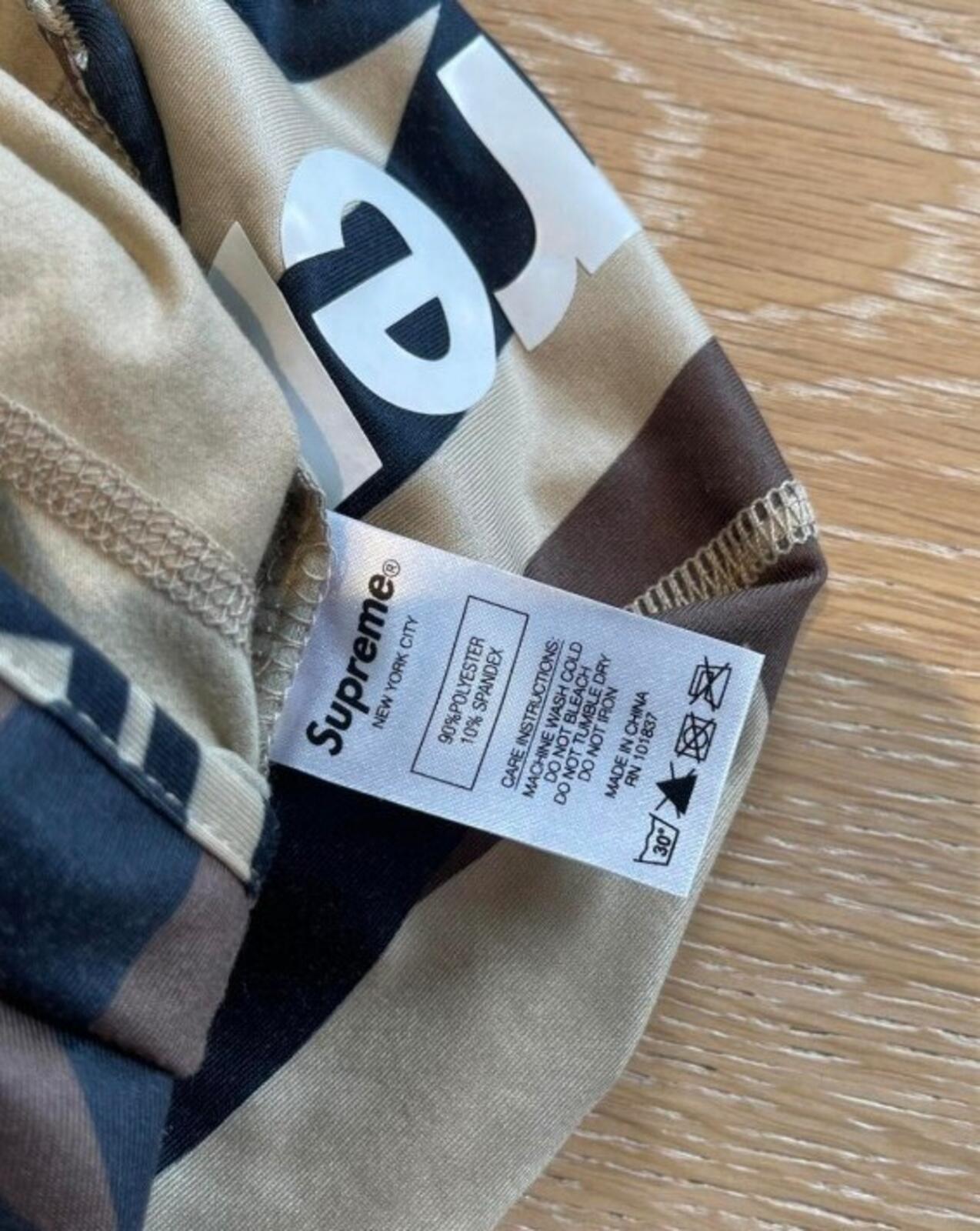 FW17 Supreme Tribal Camo Balaclava tan big logo lightweight camouflage
