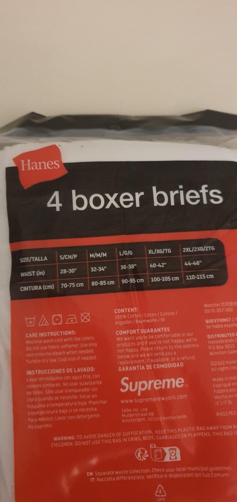 FS24 Supreme Hanes weiße Boxershorts (4er-Pack) M Medium Neu ungeöffnet Unterwäsche