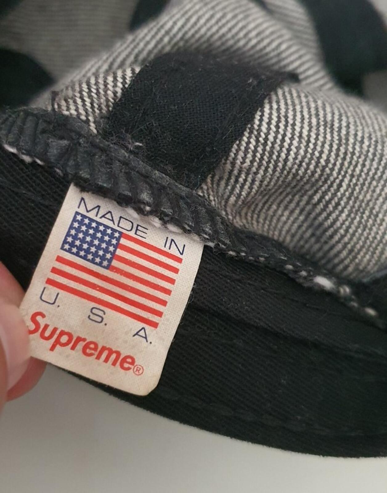 SS17 Supreme Washed Denim S Logo 6 Panel cap black hat grey