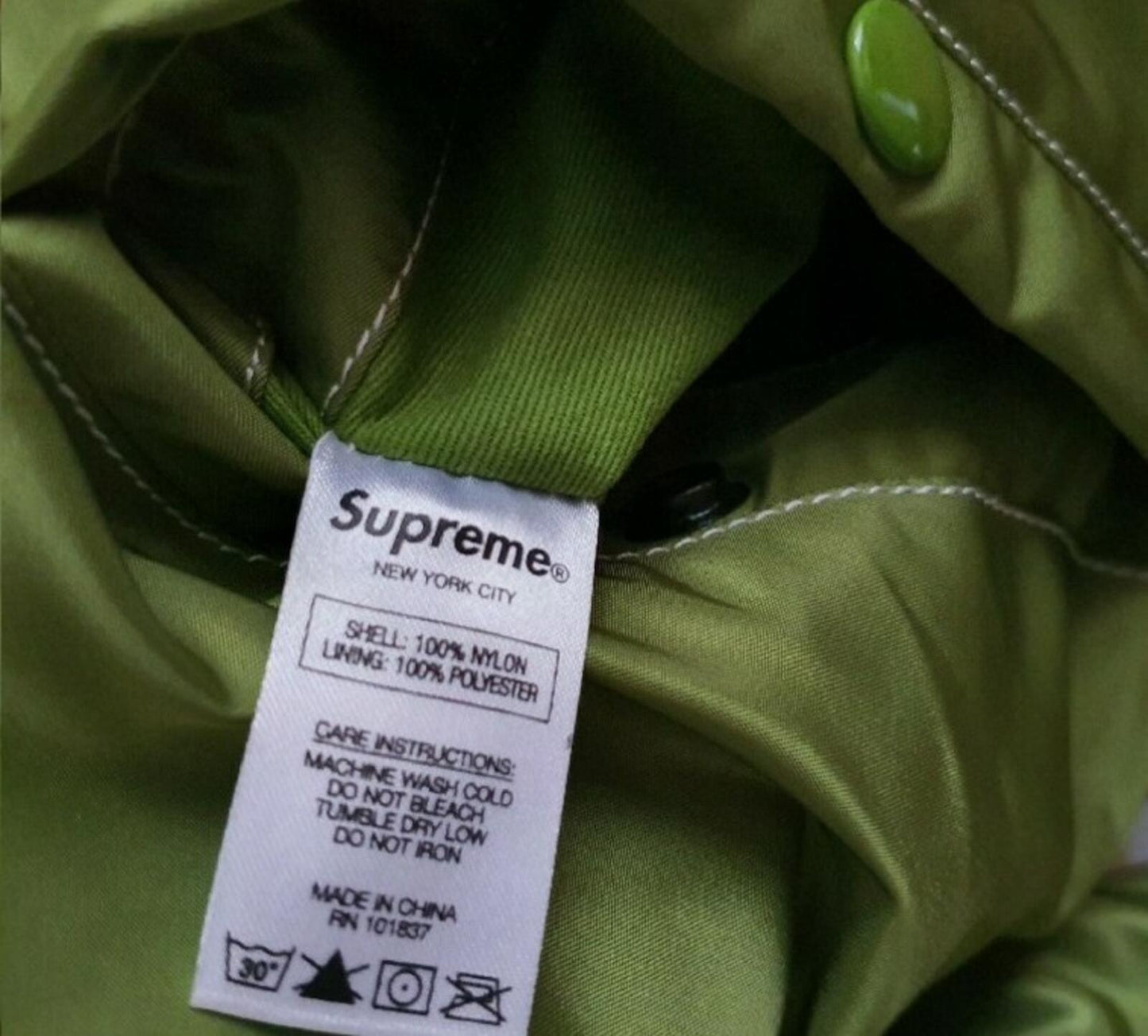 SS17 Supreme Contrast Stitch Reversible MA-1 Jacket Green Zebra Size M