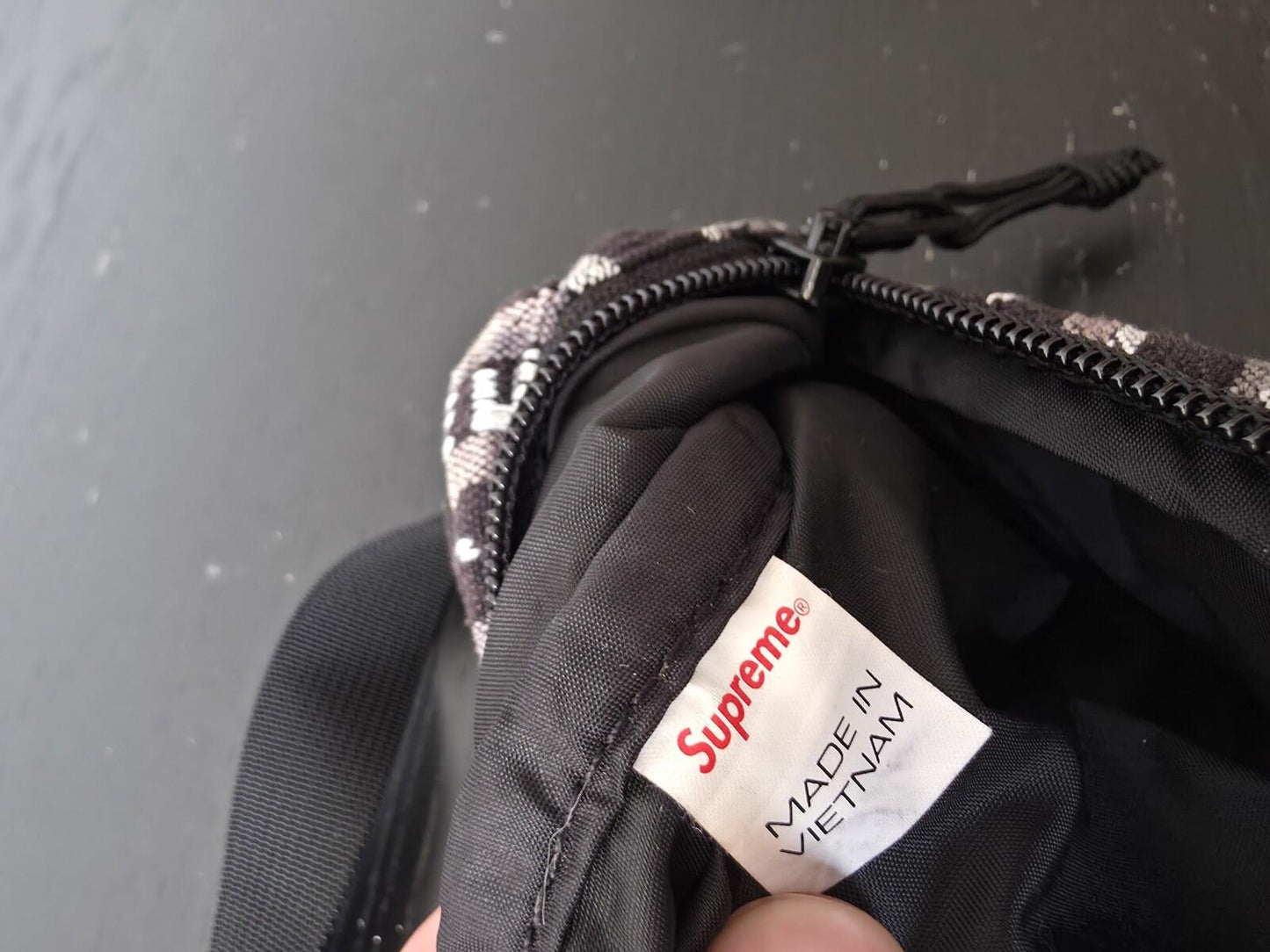 SS20 Supreme Woven Stripe Waist Bag Black
