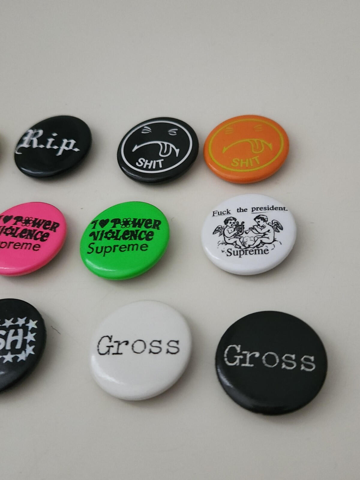 12x Supreme pins metal badges bundle accessories Rare Metal Buttons