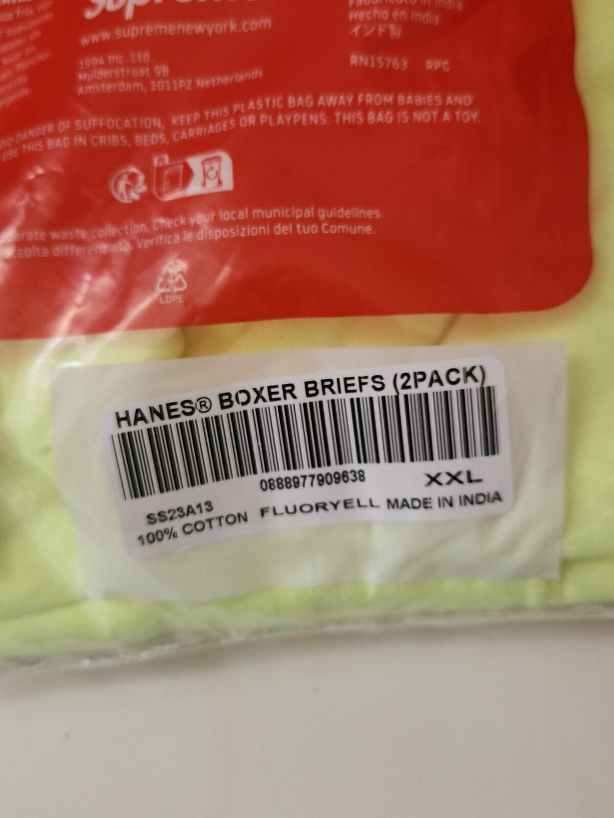 SS23 Supreme Hanes boxer briefs (2pack) XXL 2XL New Underwear Fluorescent Yellow