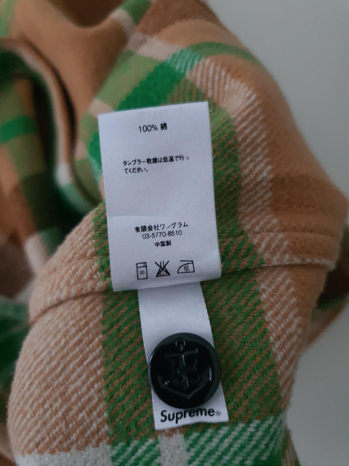 FW14 Supreme Heavyweight Plaid Flannel Hemd braun grün M mittelschwer Vintage