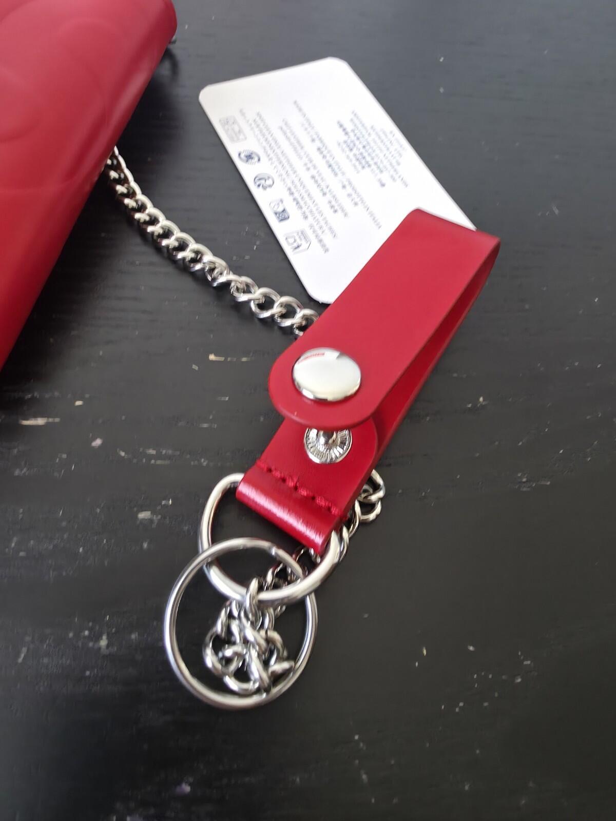 SS25 Supreme Lederketten-Geldbörse Rot