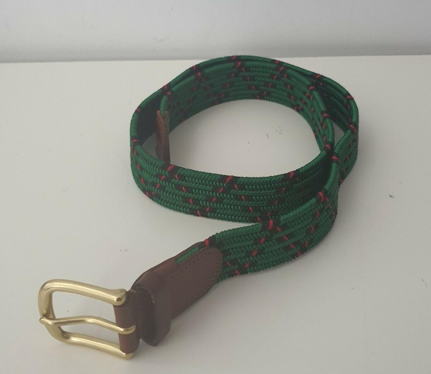 SS15 Supreme Webbed genuine leather viscose green belt size S/ M rubber webbing
