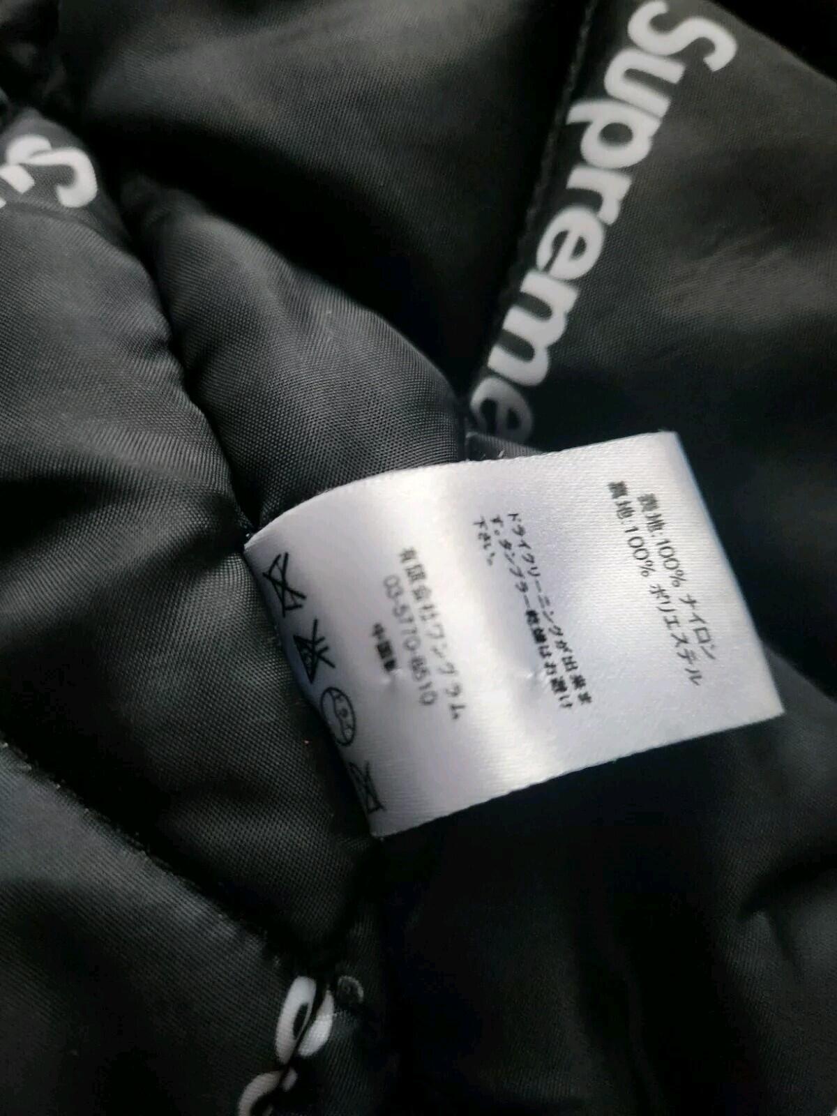 FW15 Supreme 2Tone Hooded Sideline Jacket Black Tackle Twill Logo White M Medium