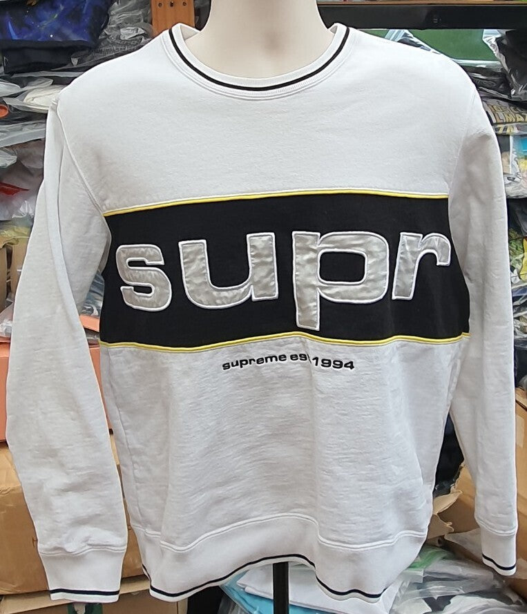 FW19 Supreme Piping Crewneck White Size S