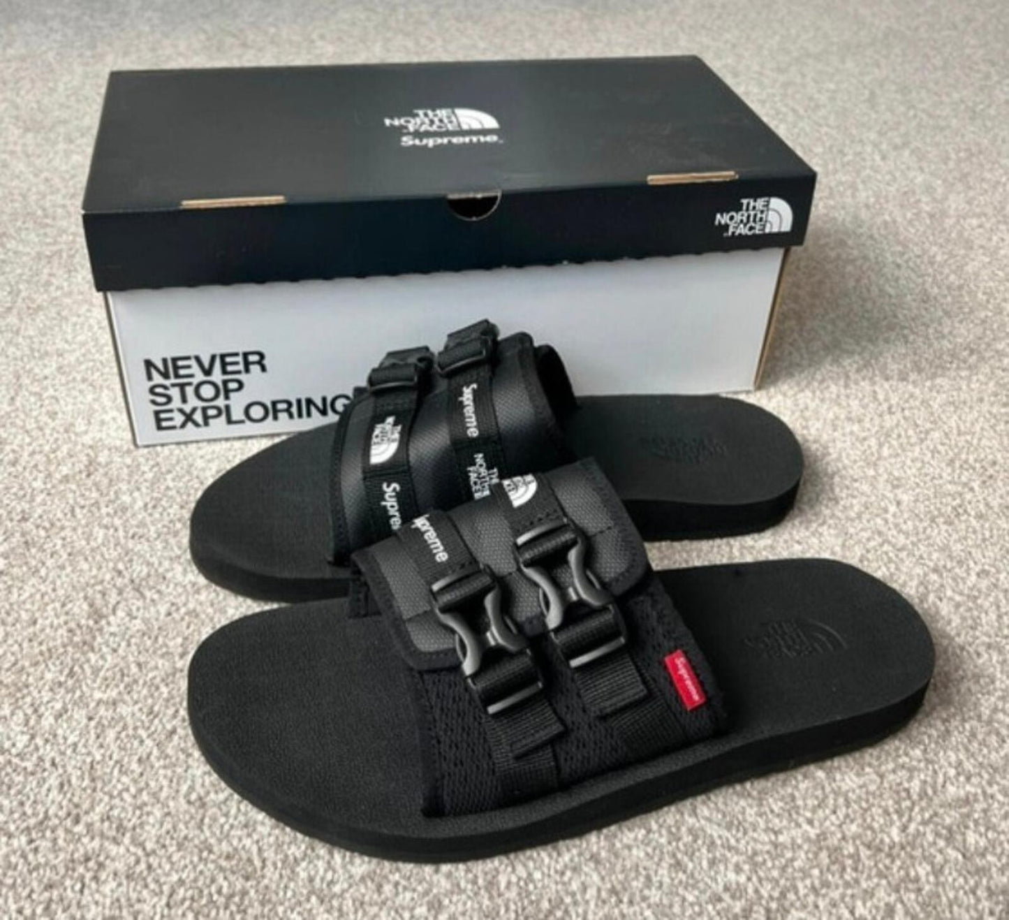 SS22 Supreme The North Face Trekking Sandal Slides Black Size UK 8 US 9 EU 42