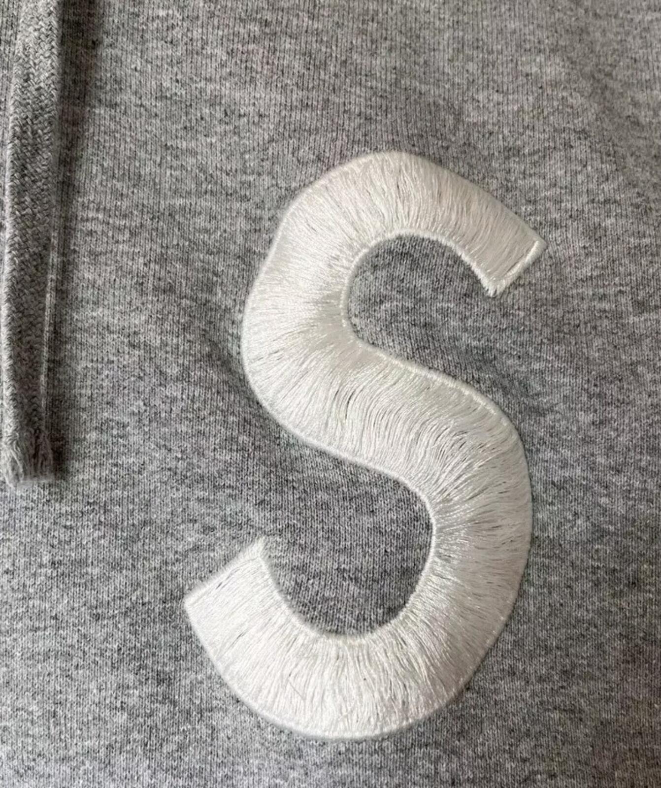 FW21 Supreme S Logo Split Hooded Sweatshirt L Large hoodie Heather Grey