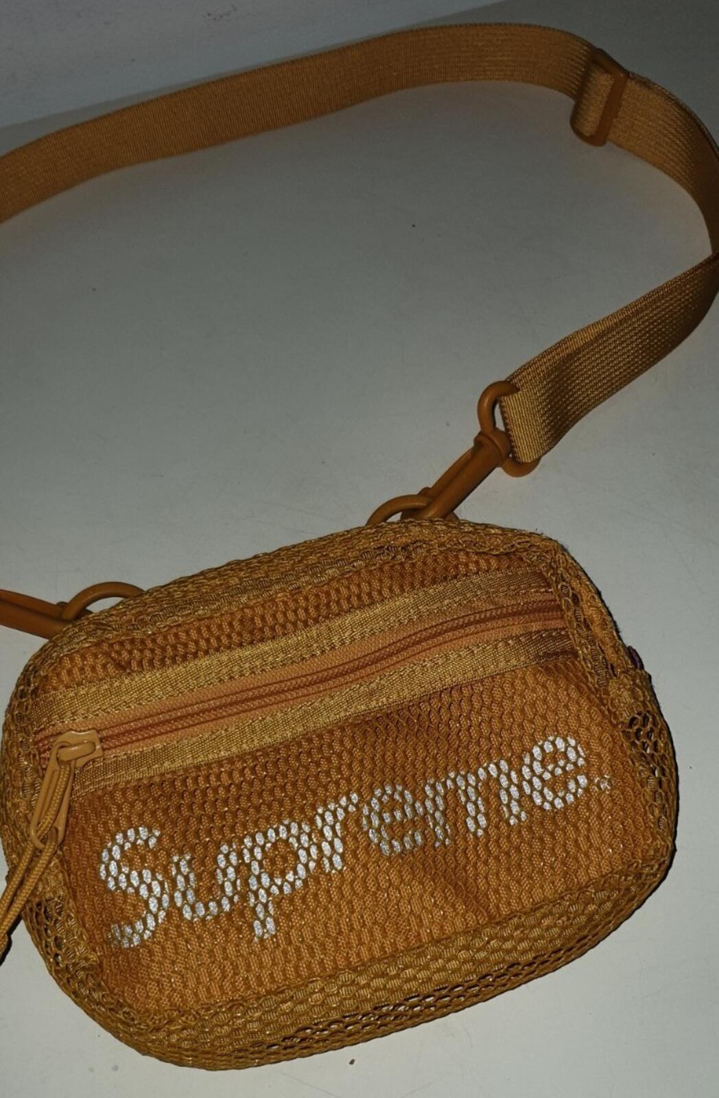 SS20 Supreme small shoulder side bag gold Cordura fabric mesh 3M reflective Logo