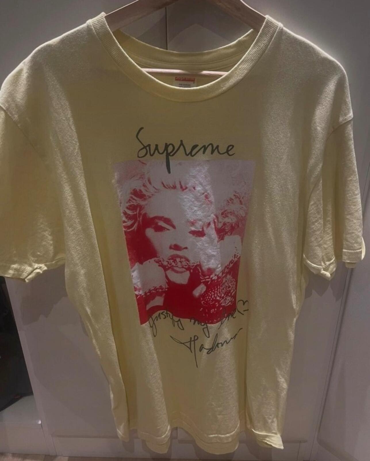 FW18 Supreme Madonna tee t-shirt L large pale yellow