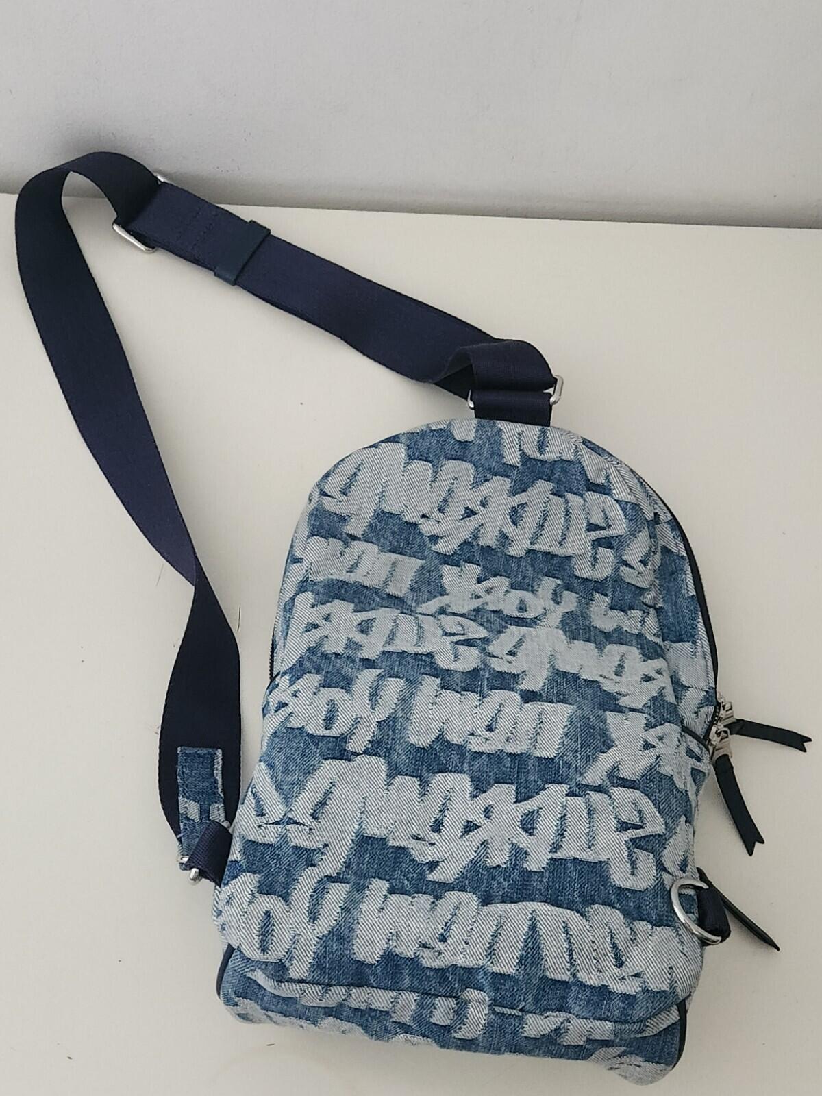 SS22 Supreme Fat Tip Jacquard Denim sling bag Blue Shoulder Bum 5L