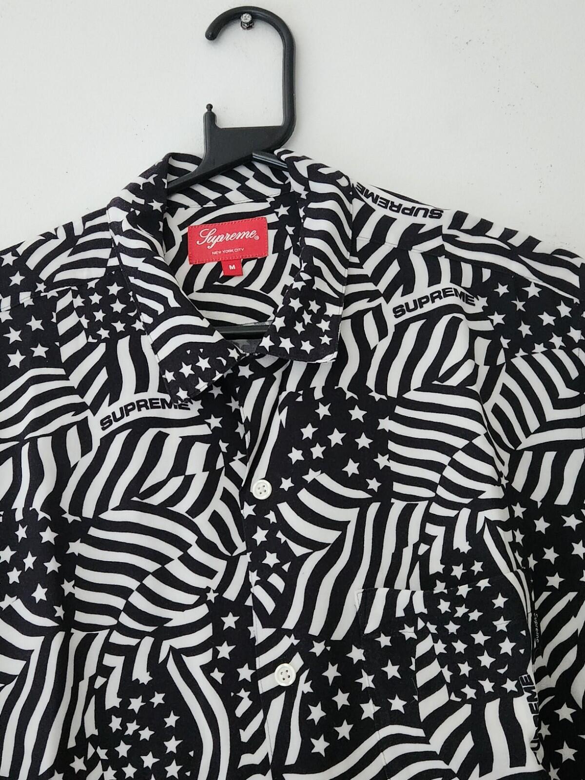 SS20 Supreme Flags Rayon Shirt black size M Medium short sleeve
