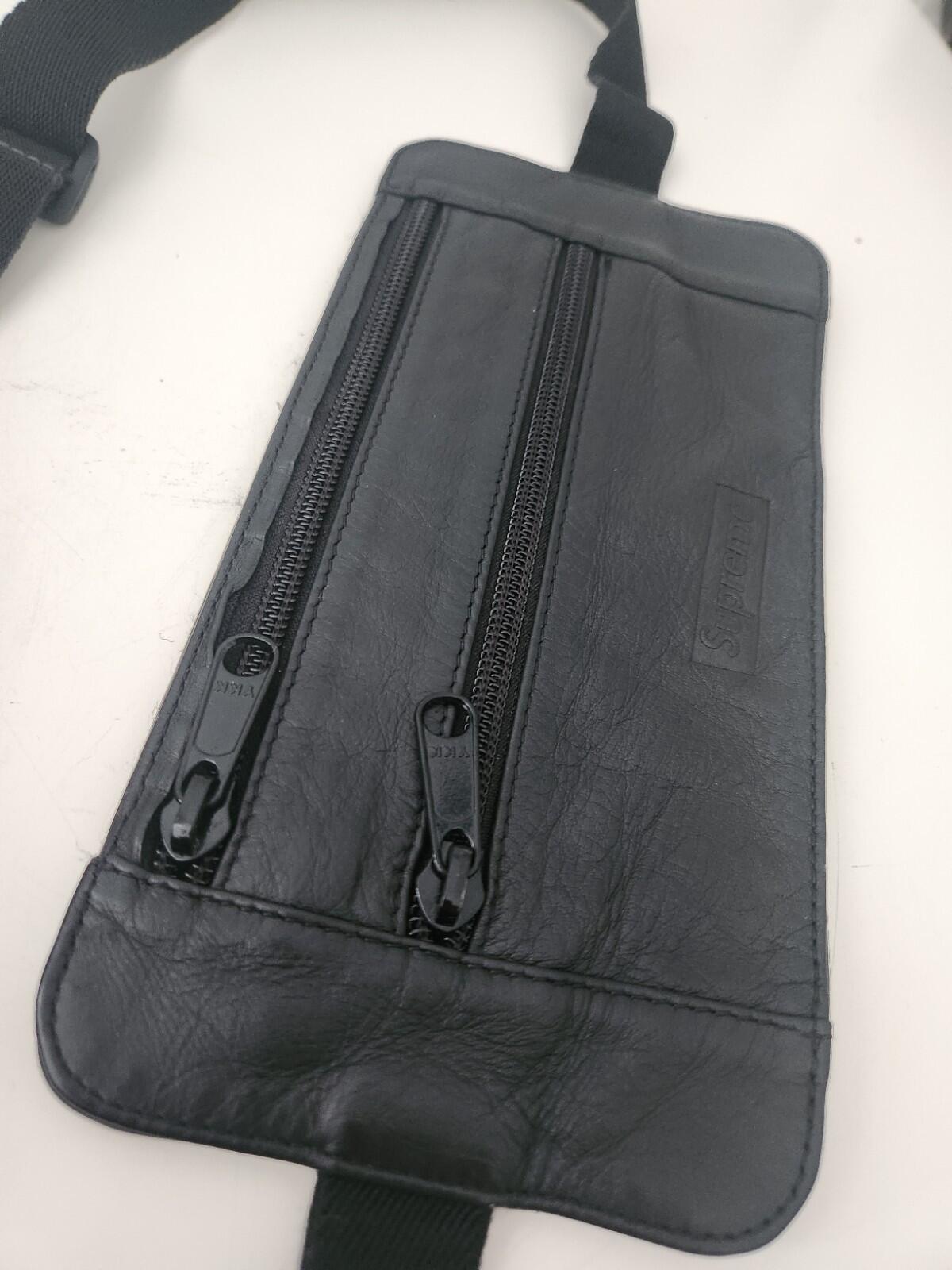 SS19 Supreme Cowhide Leather Waist  Shoulder Bag Black
