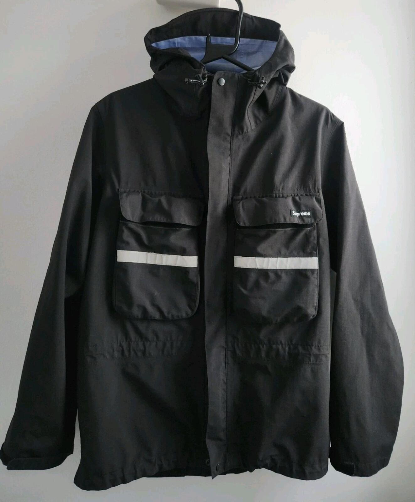 FW14 Supreme Hi Vis Taped Seam Jacket Black Waterproof Breathable Vintage Coat