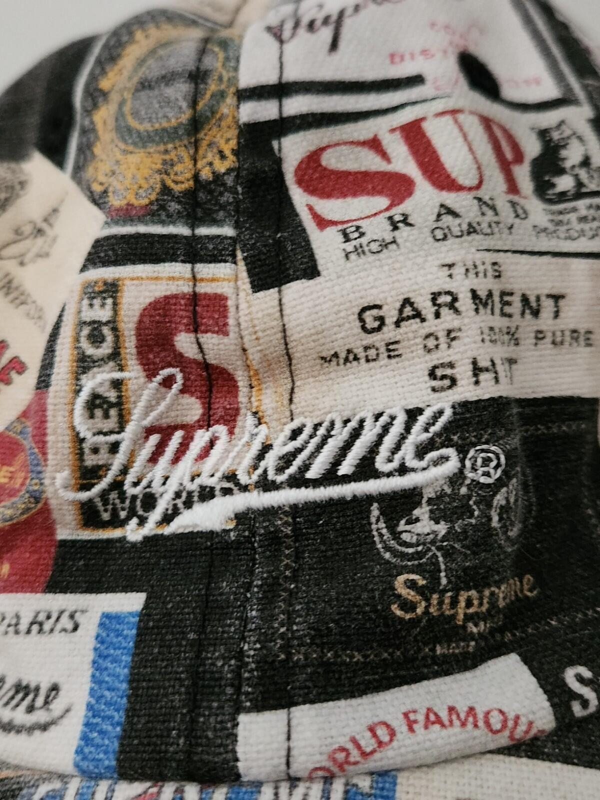 SS21 Supreme Labels 6-panel Black Cap Canvas Hat